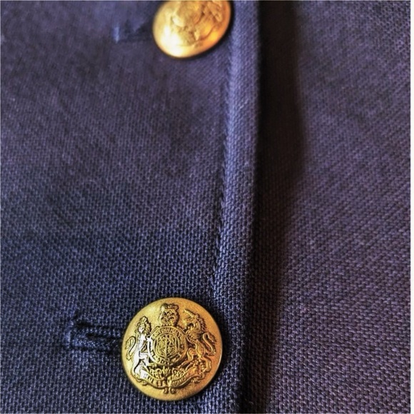 J.Crew Vintage 90’s Schoolboy Wool Blazer Classic Navy Blue Gold Hardware Size 8 - Picture 3 of 9
